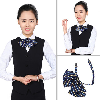 2018春冬季新款银行空姐酒店宾馆正装工作装职业装衬衫加大蝴蝶结领花