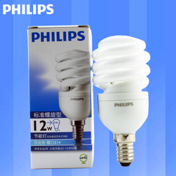
                                                            飞利浦PHILIPS节能灯全螺旋型三基色e14小螺口客厅厨房吊灯光源灯泡 12w 白光                