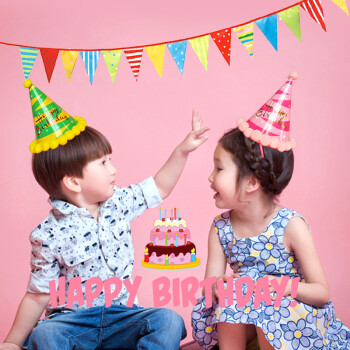 志动 儿童宝宝生日帽子 王子公主皇冠头饰party成人派对帽 生日帽 圆点纯粉绒球