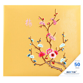 竹取相册创意礼品超大容量6寸皮面绣花创意礼品册/插页相册/影集礼品册 梅花 6寸600张
