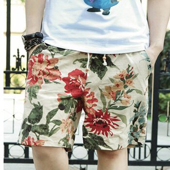 御用潮品夏季新款男士<em>休闲流行</em>印花花<em>短裤</em> 休