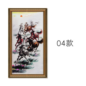 八骏图入户玄关装饰画竖版马到成功国画万马奔腾画客厅八马图挂画sn