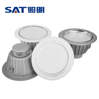 SAT照明活之彩系列一体化压铸LED筒灯过道办公室学校商场基础照明 开孔8cm 3W 凹面 银色 6000K正白光
