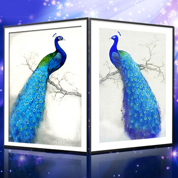 
                                        梦雅莉（mengyali）新款5D钻石画满钻客厅花开富贵孔雀大幅钻石十字绣钻石绣砖石画 满钻全贴100*43                