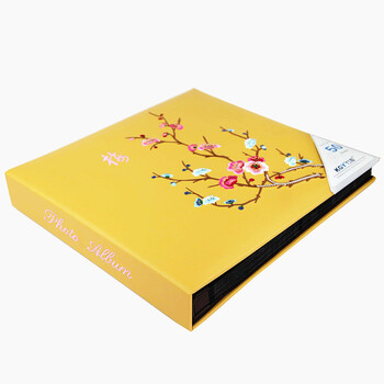 竹取相册创意礼品超大容量6寸皮面绣花创意礼品册/插页相册/影集礼品册 梅花 6寸600张
