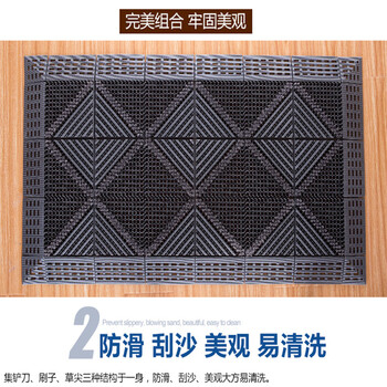 
                                        室外三合一地垫脚垫门垫门厅塑料镂空防滑垫进门门口除尘定制地垫 三刷灰底绿刷 60CM*90CM                