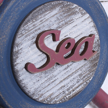 
                                        珊曼 地中海美式乡村木质装饰摆件方向盘舵手家居船舵壁饰海洋工艺品 62cm美式红+60救生圈锚C                