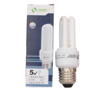 
                                        上海绿源(SHLY) 节能灯 E27 灯泡 白炽灯色 U型 X2U5W 色温6500K 白光                