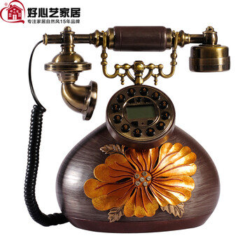 
                                        好心艺 欧式仿古电话座机 创意时尚电话机座机家用 复古电话机来电显示 商务礼品D01 绿色                