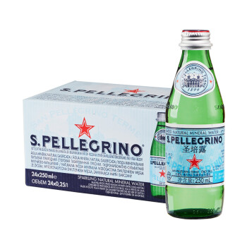 意大利原装进口 圣培露（S.PELLEGRINO）充气天然矿泉水250ml*24瓶（玻璃瓶）整箱