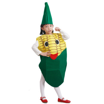 欢乐派对 圣诞节元旦新年六一儿童节儿童水果蔬菜演出服装装扮环保造型时装走秀舞蹈幼儿园表演衣服 儿童玉米服装