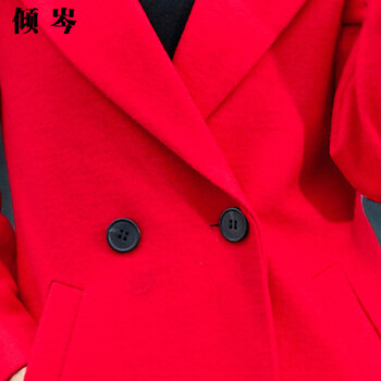 倾岑  2016秋冬装新款女装 时尚花苞袖大翻领毛呢大衣潮 Z219# 藕色 S建议100斤以下