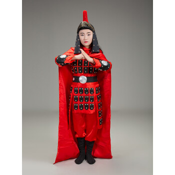 儿童古装盔甲古代侍卫演出服三国汉唐宋朝装小将军服铠甲 红色 衣服
