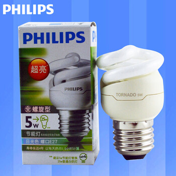 
                                                            飞利浦PHILIPS  节能灯泡 螺旋型 三基色 E27大螺口 全螺旋5w白光 日光色(白光)                