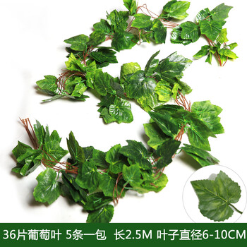 仿真葡萄叶假花藤条藤蔓植物树叶绿叶水管道吊顶装饰塑料绿萝叶子 36