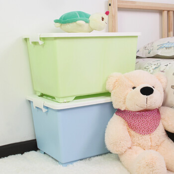 
                                        爱之佳 塑料收纳箱 中号整理箱 抗压带滑轮储物箱 儿童玩具收纳箱 衣物杂物收纳盒 绿色                