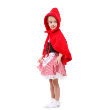 志动 COS万圣节服装儿童人物扮演衣服 巫婆女童套装可爱南瓜装小红帽 可爱小红帽L(120-130CM)