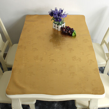 后博 透明彩色桌布 桌垫桌布 防水防油茶几垫 pvc水晶板 金色 90*160cm