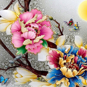 
                                        织巢鸟花开富贵花开钻石十字绣孔雀2米圆钻砖石绣贴钻画点钻客厅大幅满钻钻石画新款玉兰花十字绣 5D圆钻贴孔雀花 120*47cm                