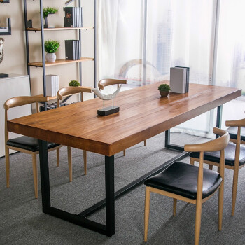 北欧实木办公桌木头桌子现代简约餐桌椅组合家用木桌子长方形会议 160