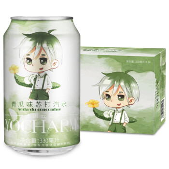 云臣（Yocharm）苏打汽水 气泡水 青瓜味 无糖零能量 330ml*24听 整箱