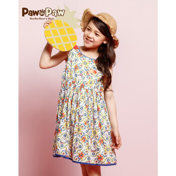paw in paw pawinpaw宝英宝卡通小熊童装2017年夏季款女童名族风无袖