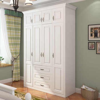 衣柜木质板式田园韩式卧室家具简约双人白色= 象牙白 衣柜总高度2