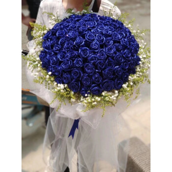 蓝色妖姬鲜花生日礼盒蓝玫瑰同城速递北京上海武汉西安重庆成都送