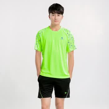 乒乓球羽毛球服运动套装男女圆领短袖t恤夏训练衣服 男绿色套装 xxl