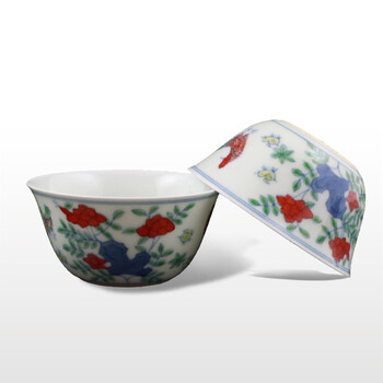 
                                        淘瓷缘陶瓷茶碗景德镇手绘青花斗彩瓷器茶具品茗杯茶杯水杯鸡缸杯瓷杯茶盏纯手工茶盅 生机                
