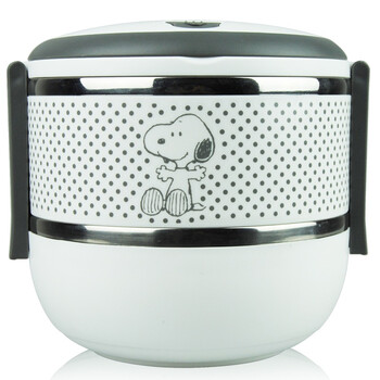 史努比（SNOOPY） 圆形双层不锈钢保温饭盒1400ml DF-8006 白色