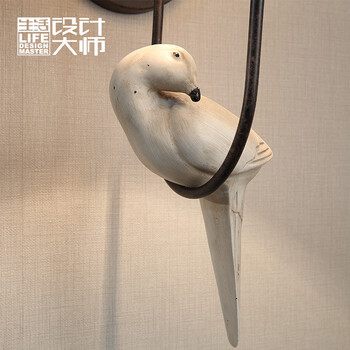 生活设计大师美式乡村田园小鸟壁灯欧式艺术卧室壁灯复古创意床头灯壁灯