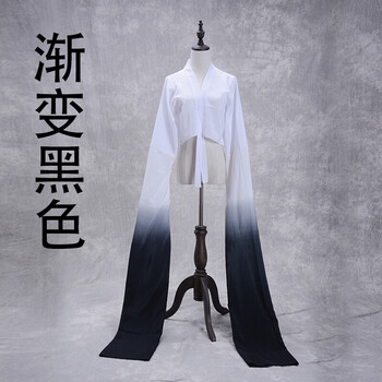 纯色渐变色古典京剧藏族练习水袖儿童连体袖子舞蹈表演服装 白色渐变