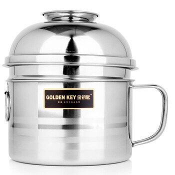 金钥匙GOLDEN KEY不锈钢双层多用快餐杯学生饭盒分格便当盒快餐盒14.5cm