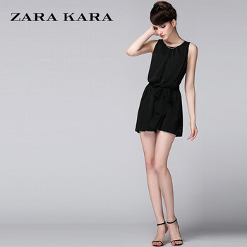 <em>zara</em> kara新款夏装2014女装<em>黑色</em>宽松阔腿无袖