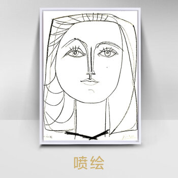 α 毕加索 客厅玄关装饰画酒店商场手绘壁画挂画油画素描人脸款 喷绘