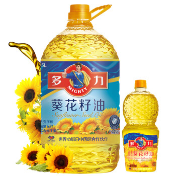 多力葵花籽油5L+238ml 食用油  含维生素e（新老包装随机发放）