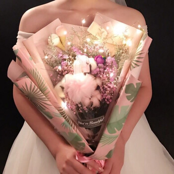520ins火烈鸟发光许愿花束彩色满天星干花礼盒情人节表白送女友生日