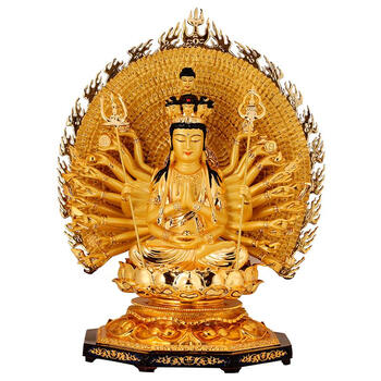 千手千眼观音佛像佛堂供奉神像家用纯铜鎏金观世音菩萨客厅保平安佛像