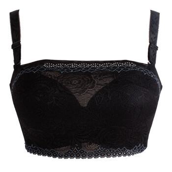 小胸性感蕾丝防走光抹胸式文胸 侧收聚拢调整型女士文胸 黑色 70a/32a