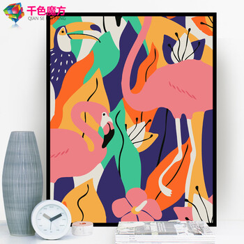 数字油画diy手工画制作填充填色油彩画手绘涂色装饰画