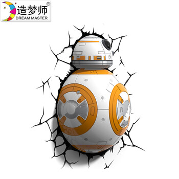 
                                        造梦师星球大战BB-8机器人3D裂纹墙纸壁纸 床头卧室书房创意装饰                