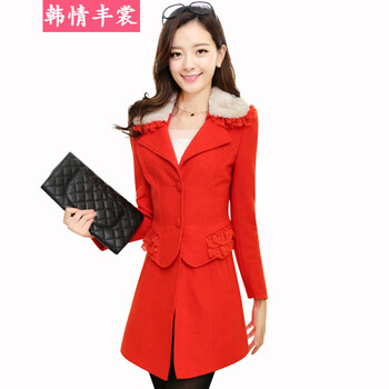 韩情丰裳<em>毛呢外套女中</em>长款<em>短款</em>潮2014秋冬新
