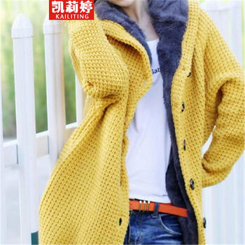 凯莉婷 2014秋冬长款<em>加厚带帽</em>开衫打底<em>毛衣短</em>