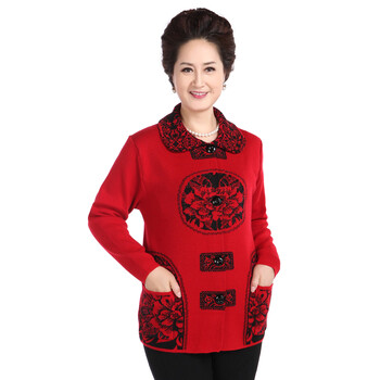 14中老年女装 秋冬款老人上衣 <em>高档羊绒开衫</em> 妈