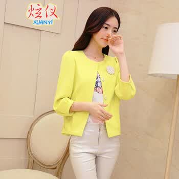 炫仪2014秋装新款九分袖百搭名媛<em>短薄外套</em>女