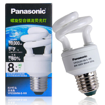 松下（Panasonic）螺旋型节能灯8W E27灯头 4支装 冷光/日光色