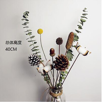 家装软饰 花瓶花艺 古国风范 欧斯若(oussirro) 松果兔尾草麦秆菊干花