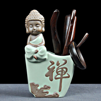 
                                        中正家居 功夫茶具茶道六君子汝窑陶瓷黑檀木鸡翅木配件茶针茶匙 佛学观音 蝉翼开片可养零配 坐如来配鸡翅木                