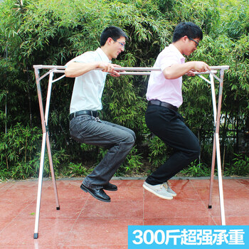 亮宝宝LianBaoBao 高档晾衣架 免安装不锈钢折叠伸缩X型晾晒衣架  双杆晒被架 旗舰款 6根加固 免安装2米